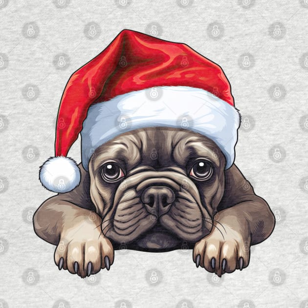 Christmas Peeking French Bulldog by Chromatic Fusion Studio